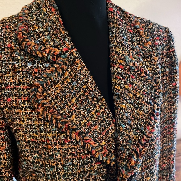 Vintage Designs By Seymour Tweed Coat size 12- multicolored, shoulder pads - Picture 3 of 7
